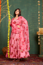 Pink floral Anarkali set